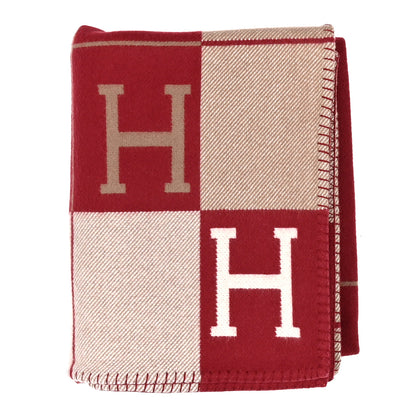 Hermes Wool Cashmere Avalon III Blanket Ecru Rouge H 1 of 3