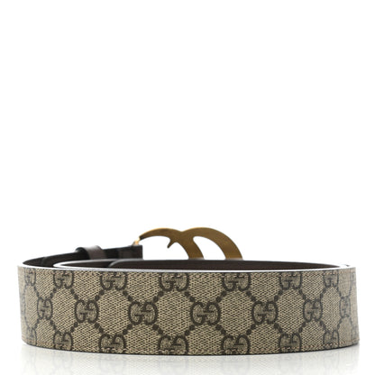 Gucci GG Supreme Monogram Matte Plutone Calfskin Double G 40mm Belt 95 38 Beige Ebony New Acero 2 of 7