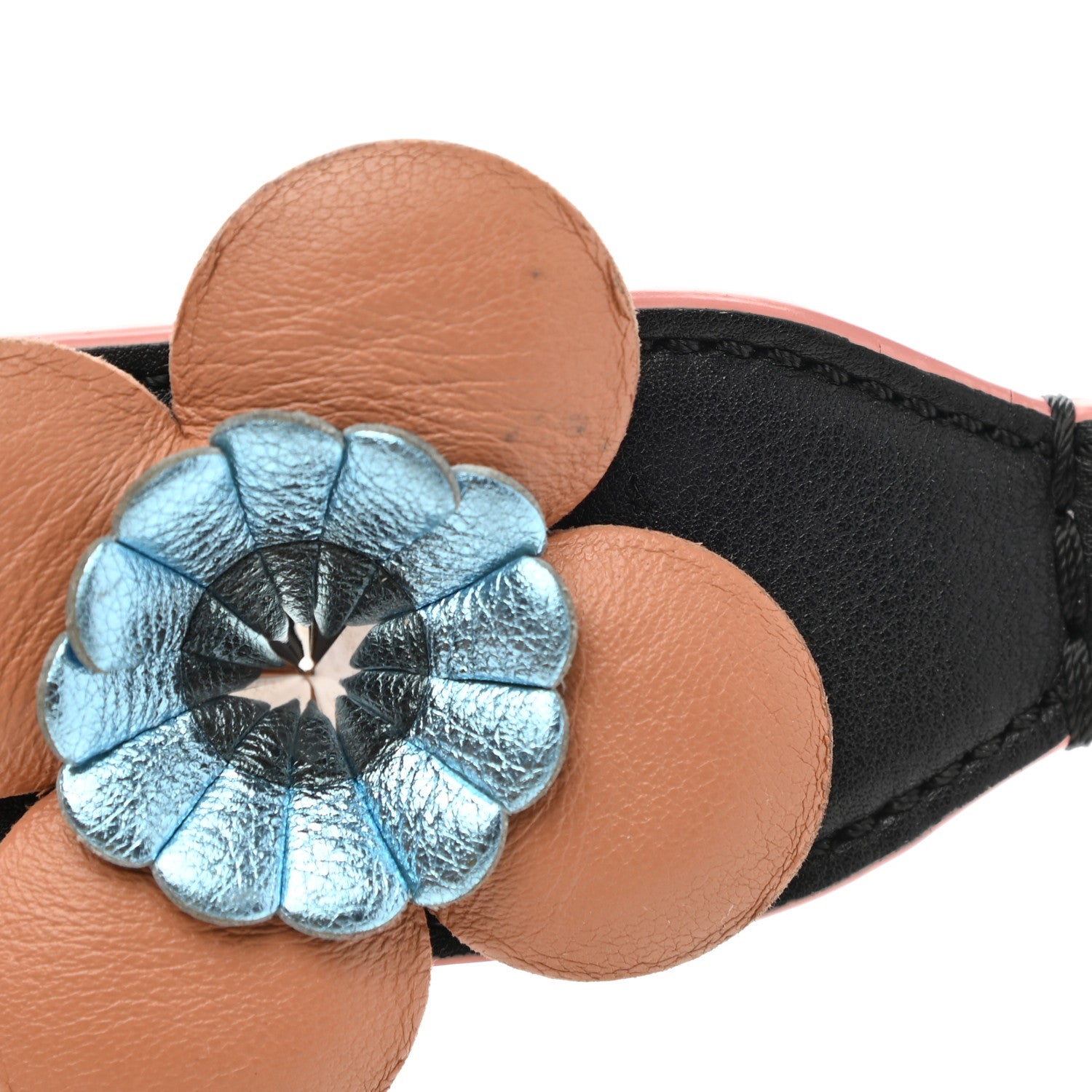 Fendi Vitello Dolce Flowerland Bi-Color Studded Strap You Black Sand Multicolor 6 of 11