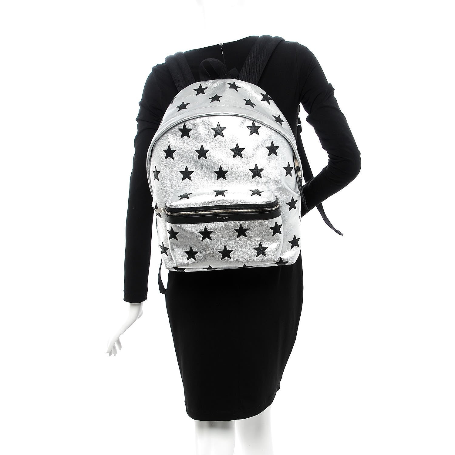 Saint Laurent Metallic Buffalo Star Hunting Backpack Silver Black 2 of 8