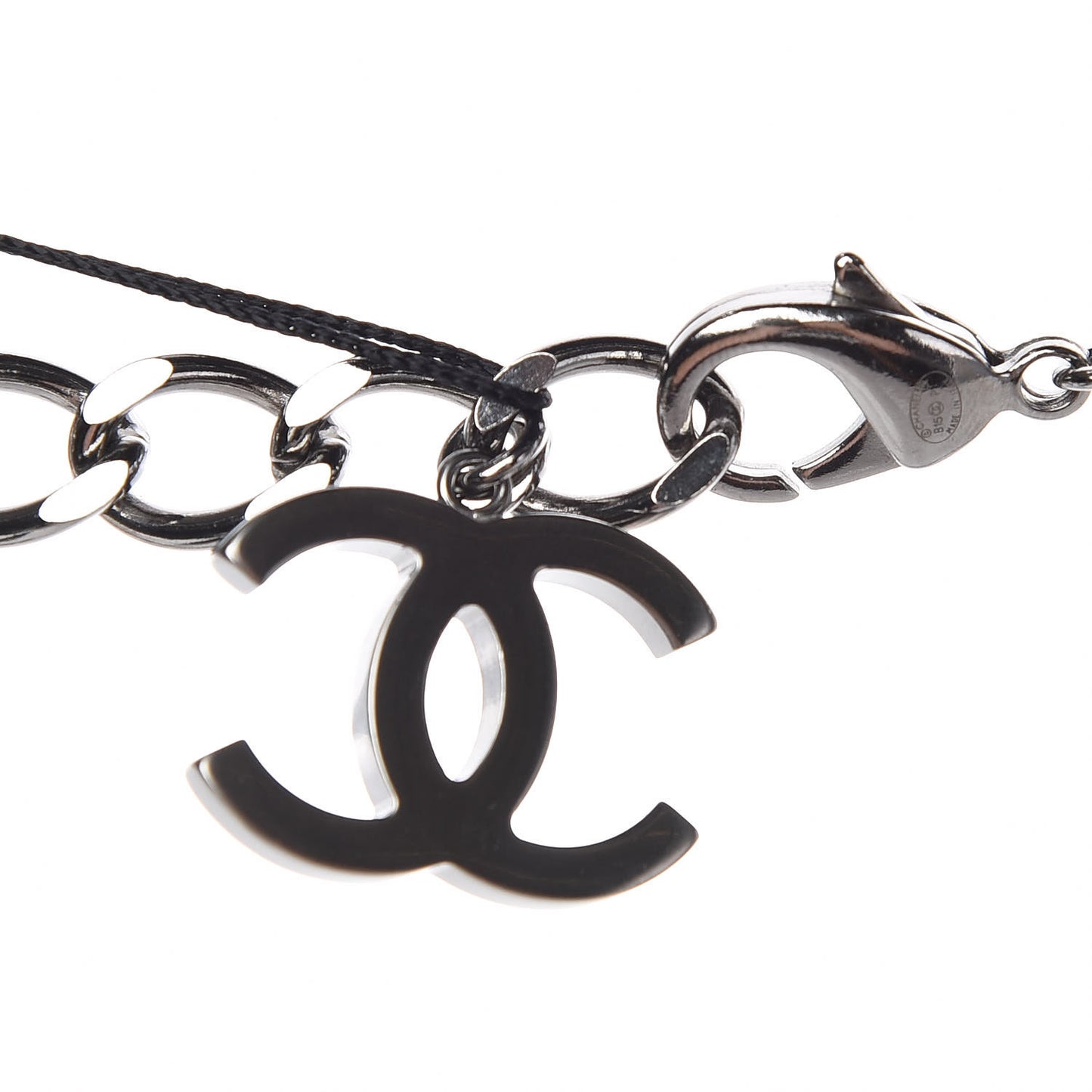 Oversized Chain Logo Necklace Ruthenium
