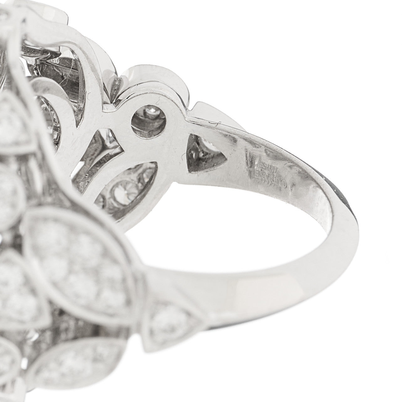 18K White Gold Diamond 3.50ct Bouton de Camelia Ring 52 6