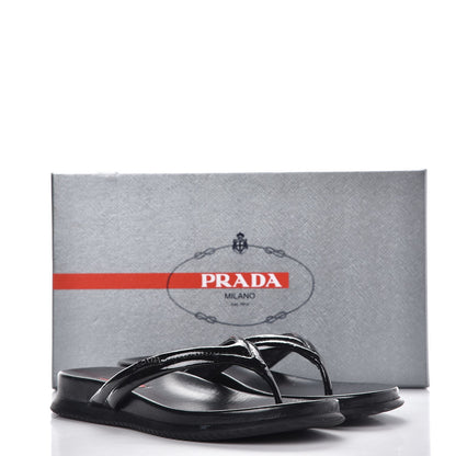 Prada Vernice Soft Thong Sandals 36 Black 15 of 15