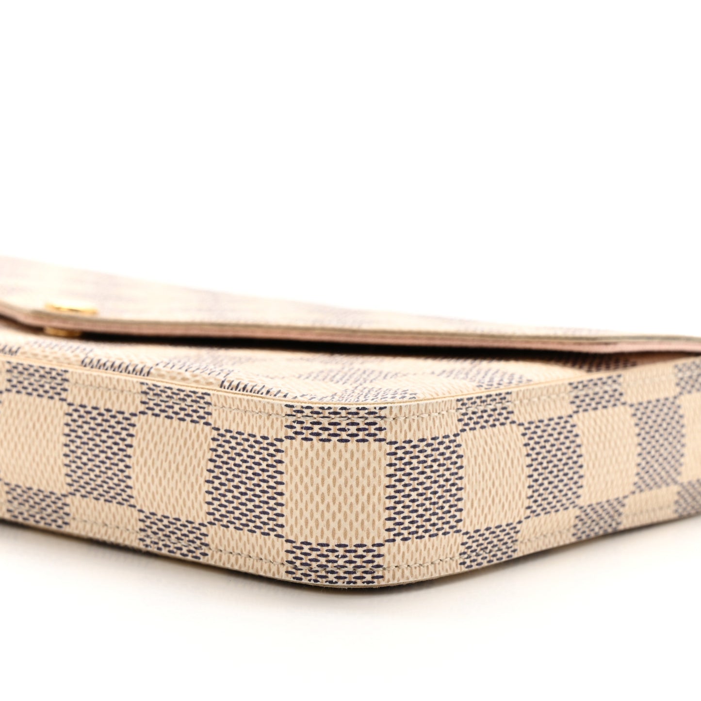 Damier Azur Pochette Felicie Chain Wallet Rose Ballerine