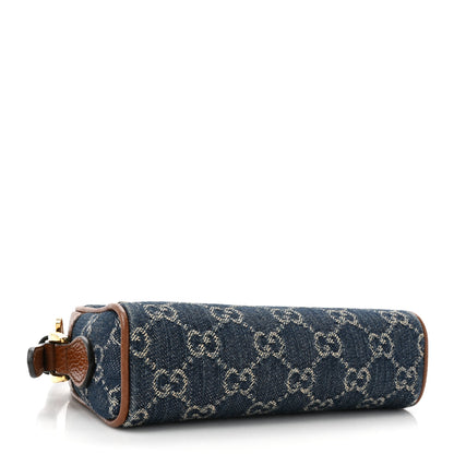 Gucci New Denim GG Monogram Dollar Calfskin Mini Ophidia Shoulder Bag Blue Tea Cuir Epilog 4 of 15