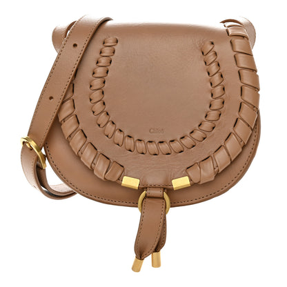 Chloe Calfskin Whipstitch Mini Marcie Round Crossbody Bag Light Tan 1 of 9