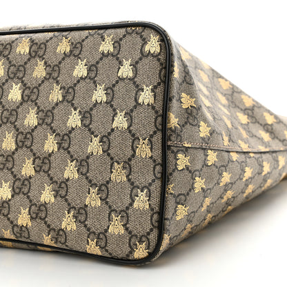 Gucci Soft GG Supreme Monogram Bees Medium Crossbody Tote Beige Oro Black 10 of 14