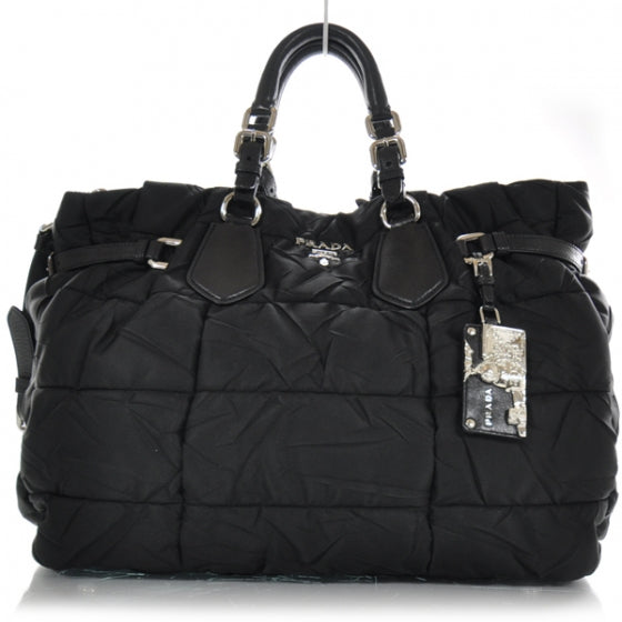 Tessuto Nylon Quilted Tote Nero