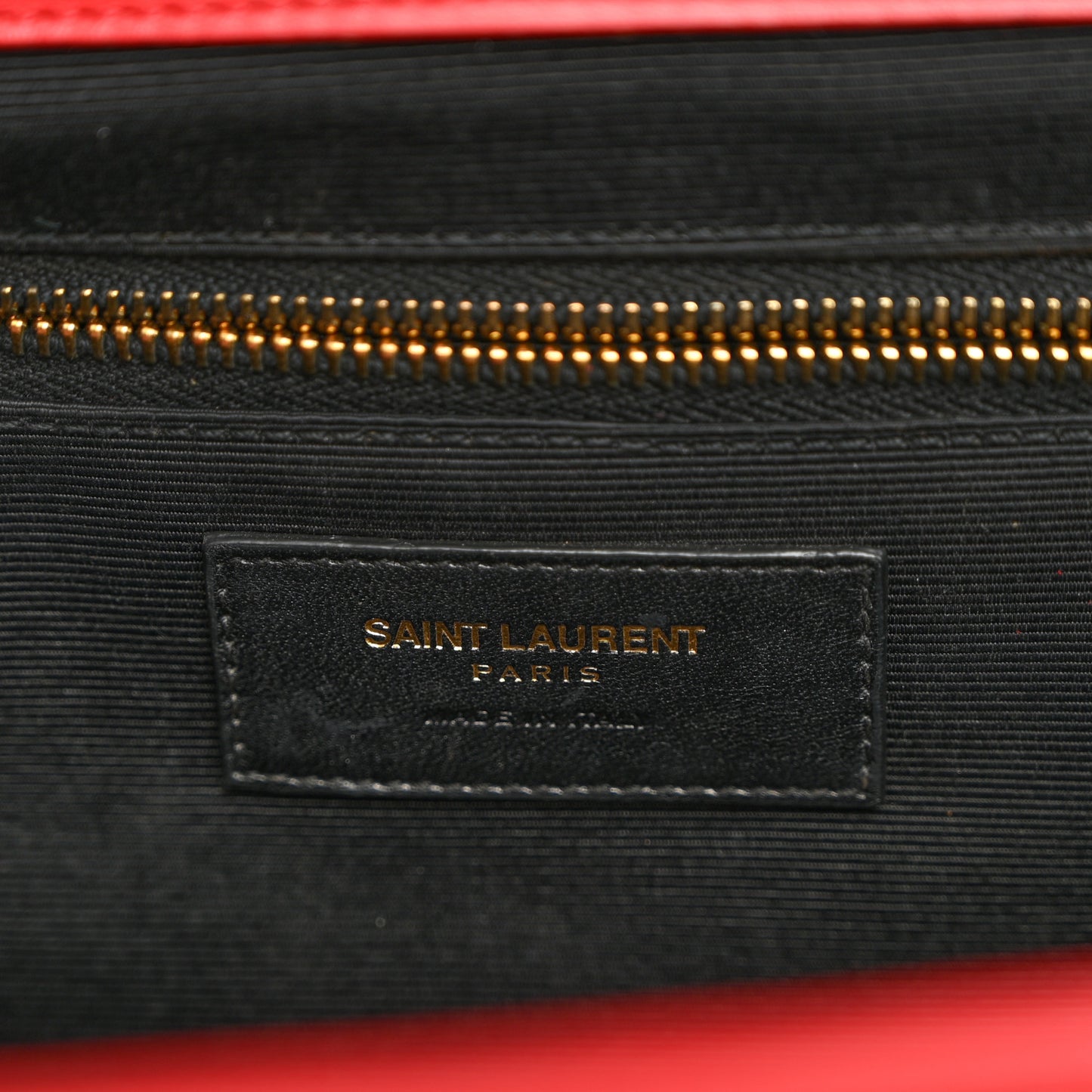 Smooth Calfskin Matelasse Chevron Large Monogram Satchel Lipstick Red