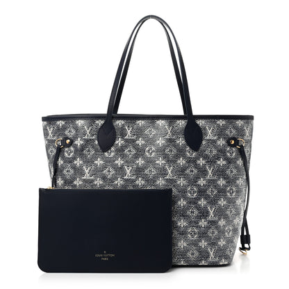 Louis Vuitton Monoglam Neverfull MM Blue 3 of 11