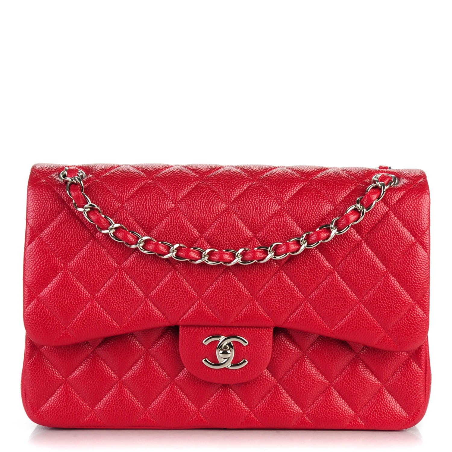 Chanel Pearly Caviar Quilted Jumbo Double Flap Dark Pink 1 of 7