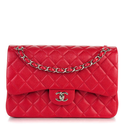 Chanel Pearly Caviar Quilted Jumbo Double Flap Dark Pink 1 of 7