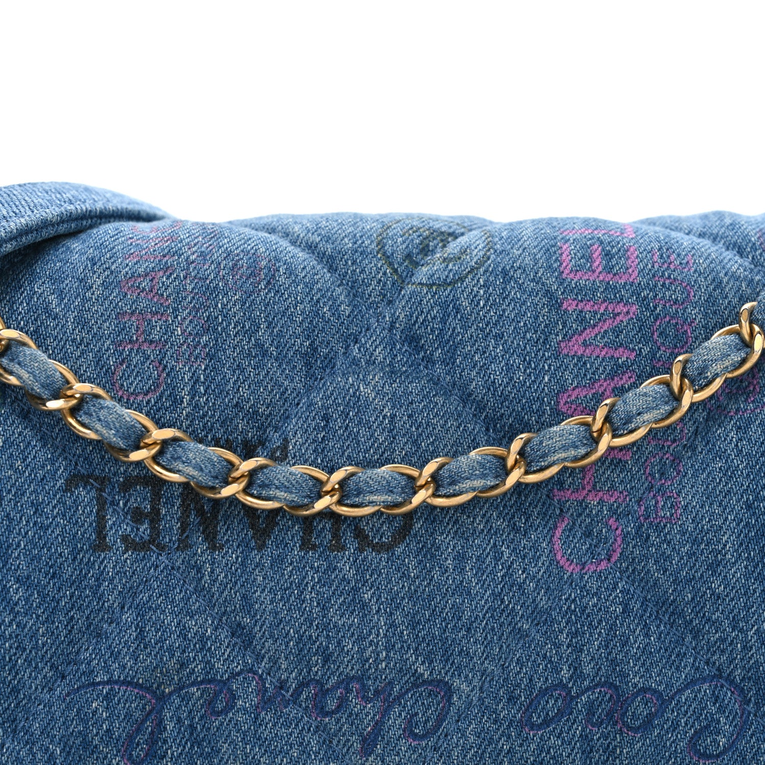 Chanel Denim Quilted Denim Large Mood Flap Blue Multicolor 8 of 10