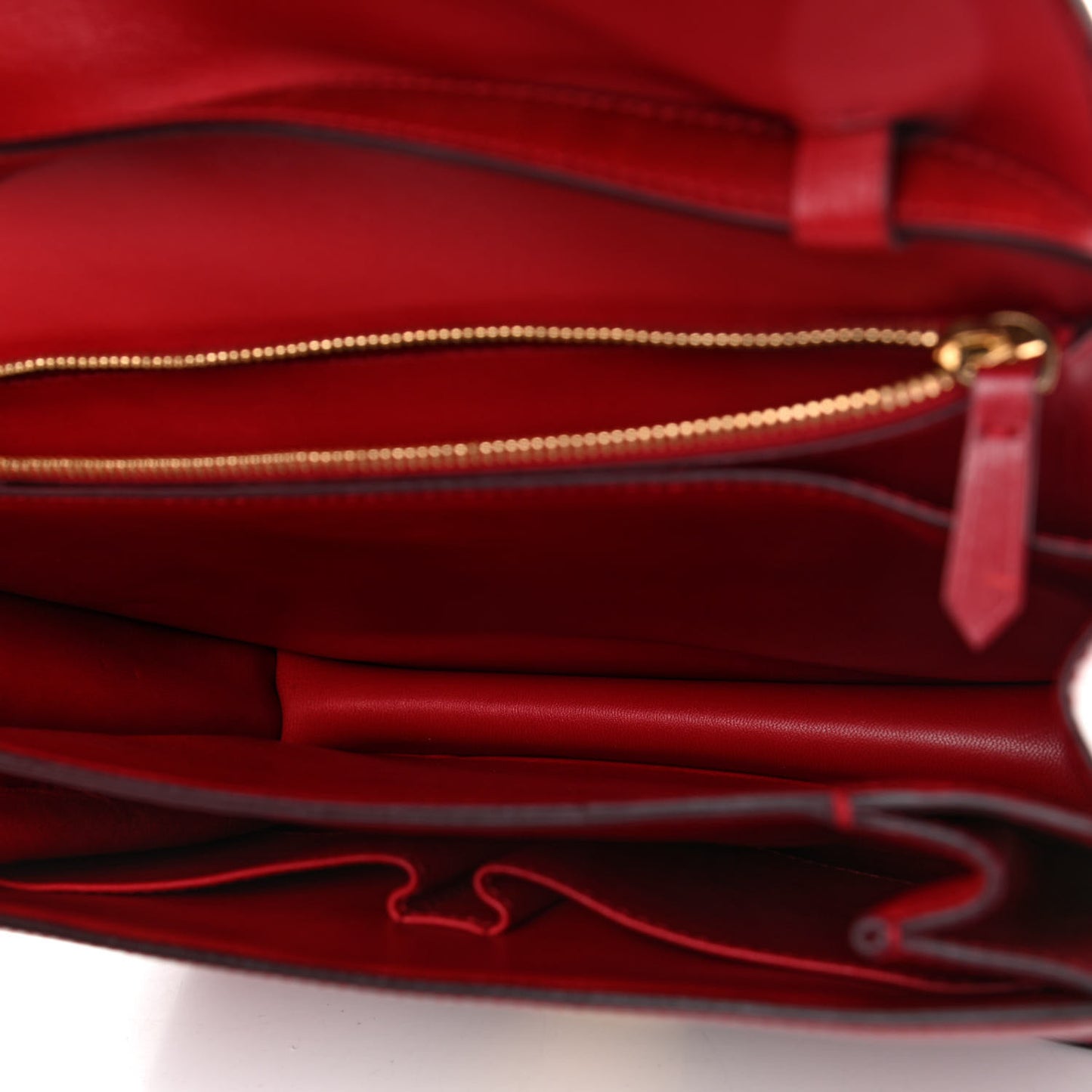 Box Calfskin Medium Classic Box Flap Bag Red