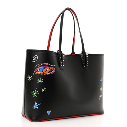 Christian Louboutin Calfskin Loubitag Spikes East West Cabata Tote Black 3 of 10