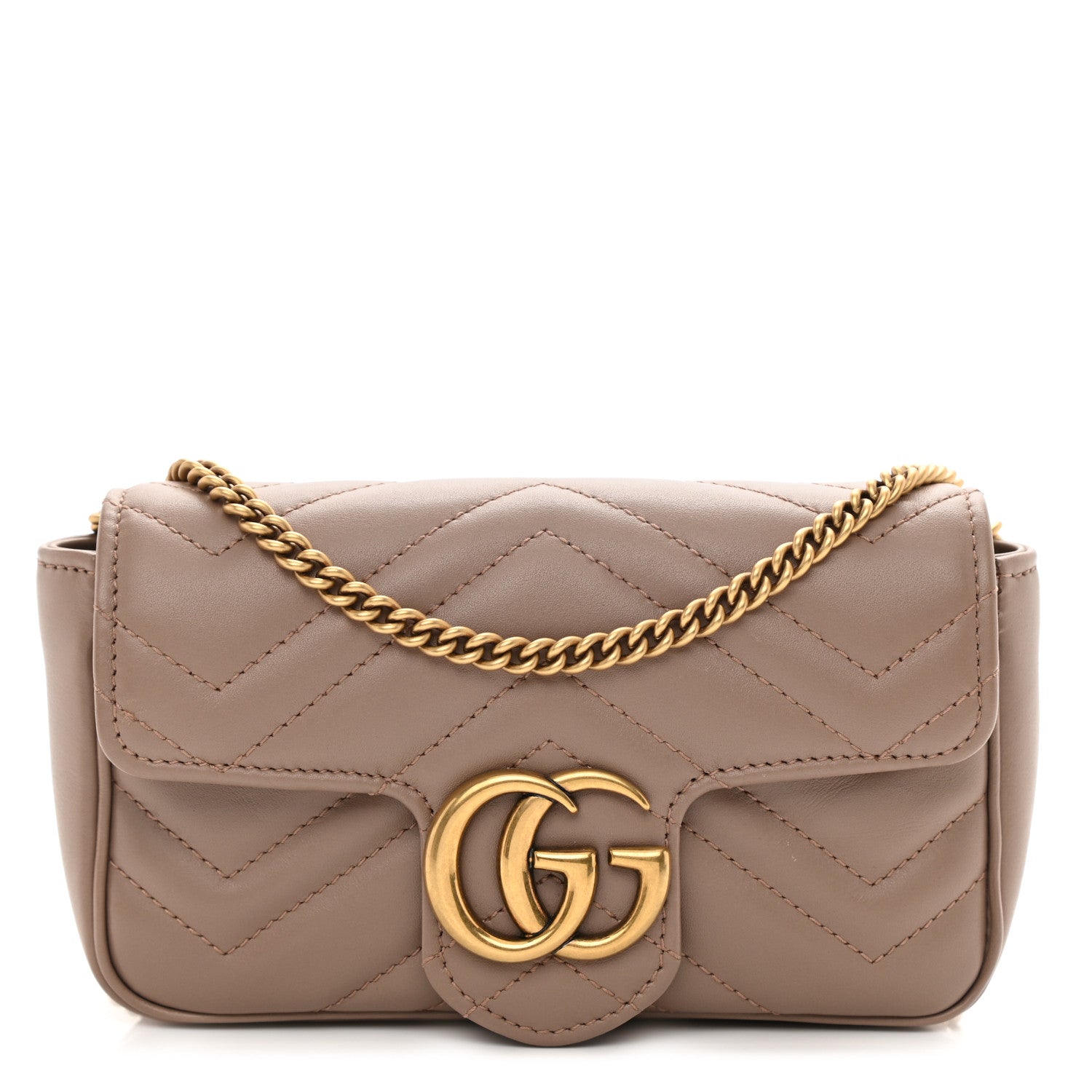 Gucci Calfskin Matelasse Super Mini GG Marmont Shoulder Bag Porcelain Rose 1 of 8