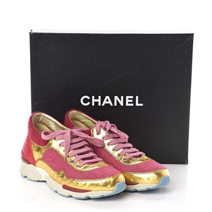 Chanel Tweed Suede Calfskin Sneakers 36 Dark Pink 8 of 8