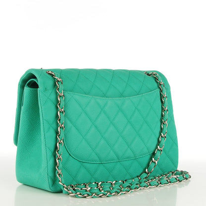Chanel Iridescent Caviar Quilted Jumbo Double Flap Green 3 of 8