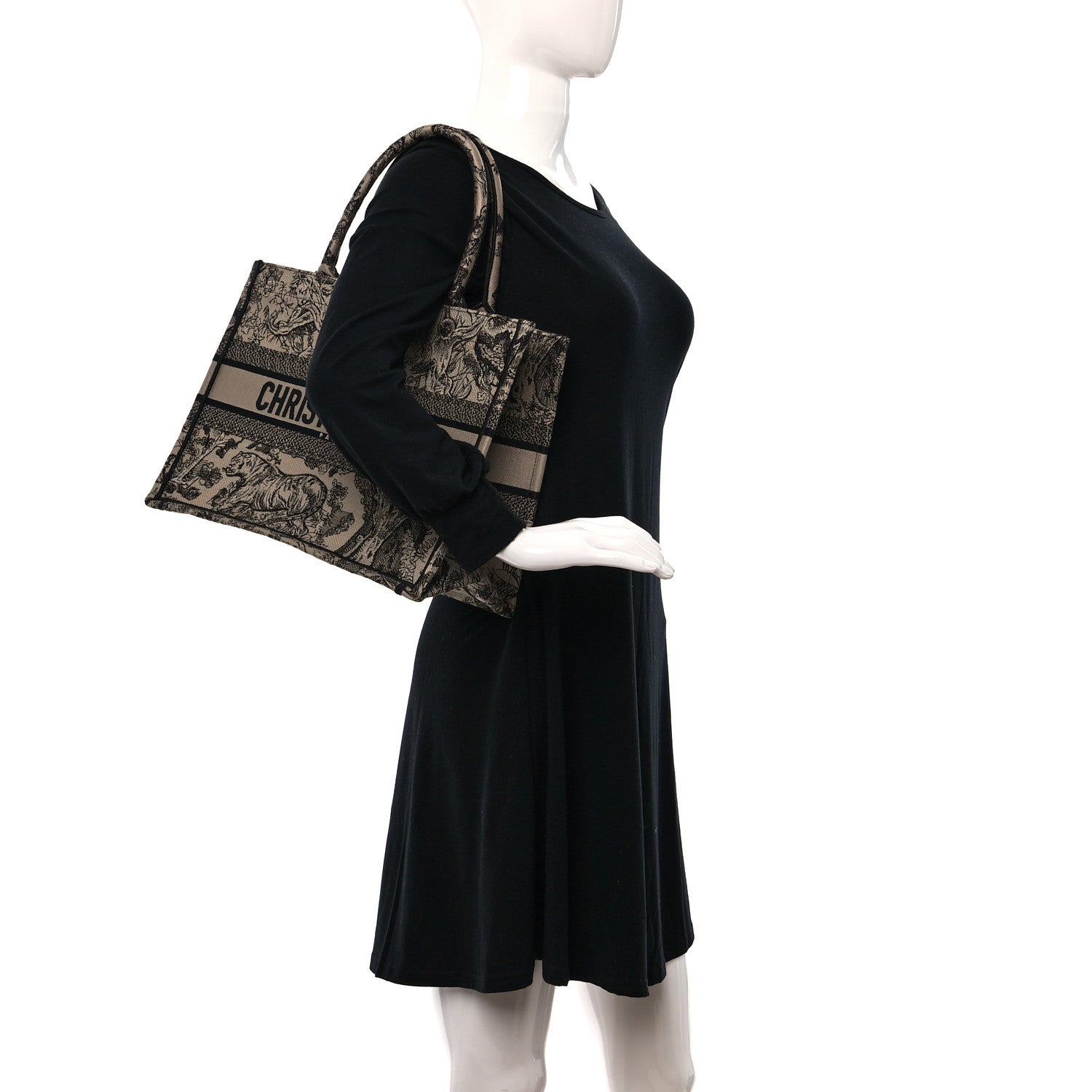 Christian Dior Canvas Embroidered Small Dioriviera Toile De Jouy Book Tote Beige 2 of 9