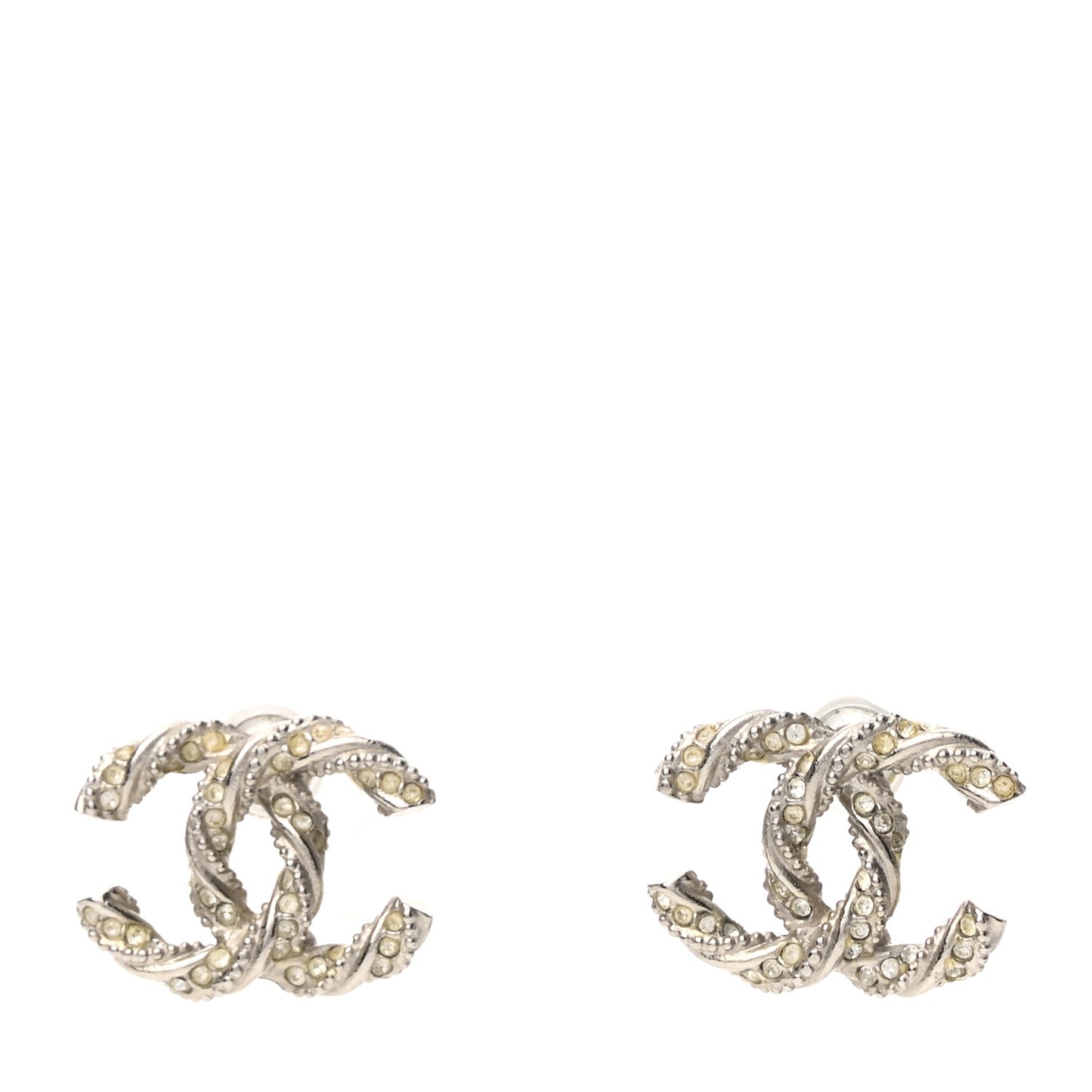Crystal CC Twisted Earrings Silver