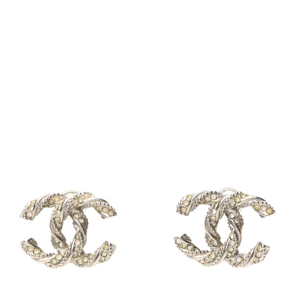 Chanel Crystal CC Twisted Earrings Silver 1 of 5