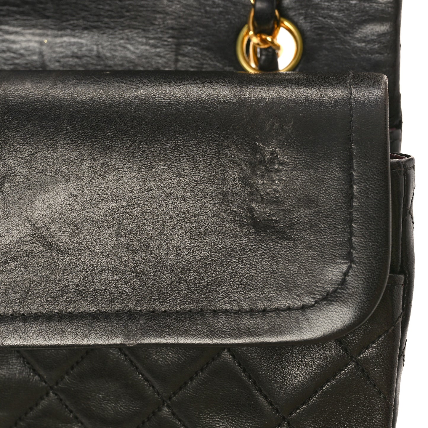 Lambskin Quilted Medium Double Flap Black