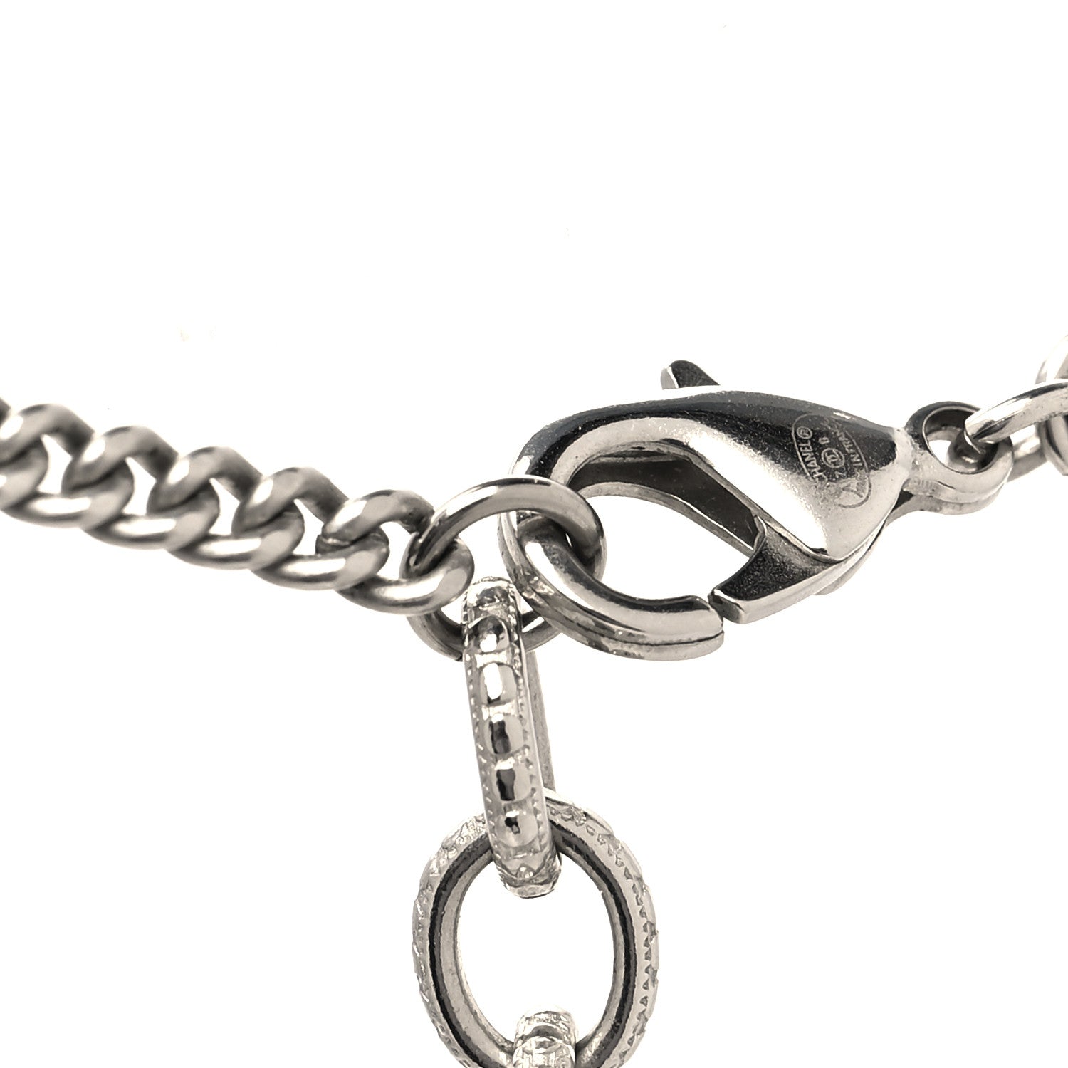 Chanel Resin Pearl Star CC Necklace Grey Silver 4 of 5