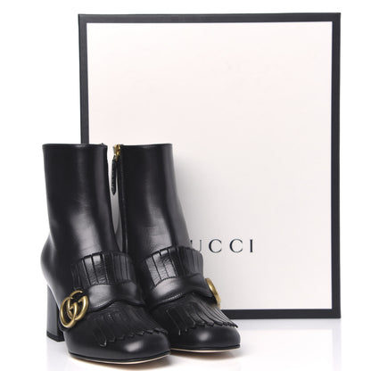 Gucci Malaga Kid GG Marmont Fringe 75mm Ankle Boots 36.5 Black 9 of 9