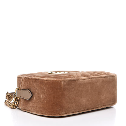 Gucci Velvet Matelasse Small GG Marmont Chain Shoulder Bag Taupe 4 of 11
