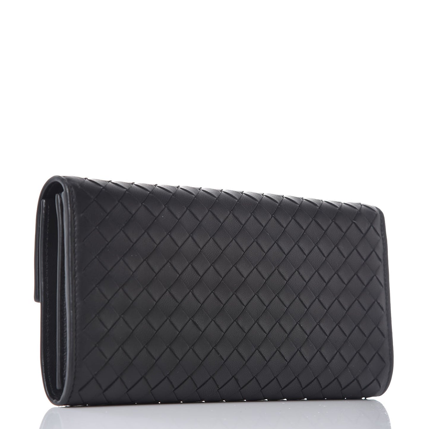 Nappa Intrecciato Continental Flap Wallet Black