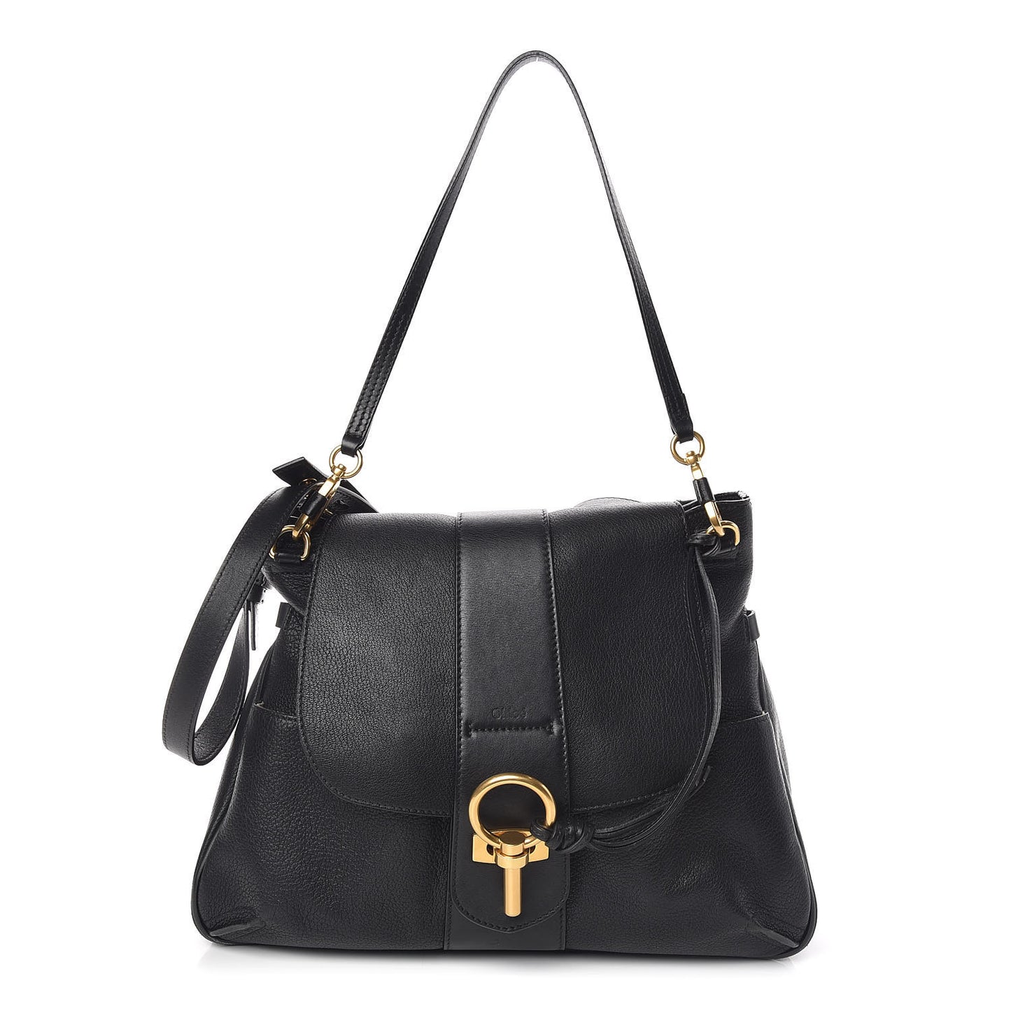Grained Lambskin Calfskin Medium Lexa Shoulder Bag Black