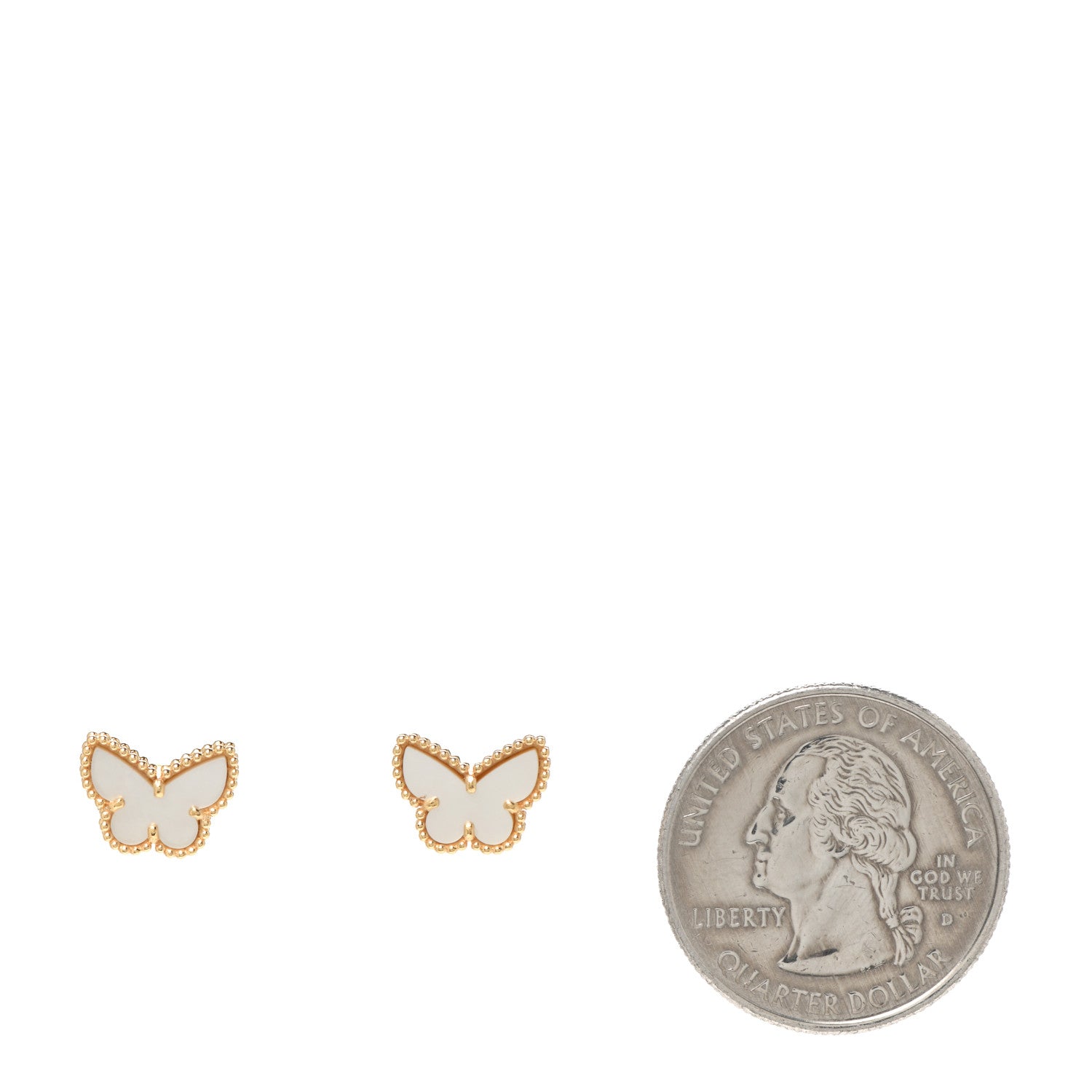 Van Cleef & Arpels 18K Yellow Gold Mother of Pearl Sweet Alhambra Butterfly Earrings 2 of 7
