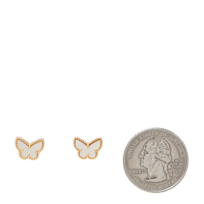 Van Cleef & Arpels 18K Yellow Gold Mother of Pearl Sweet Alhambra Butterfly Earrings 2 of 7