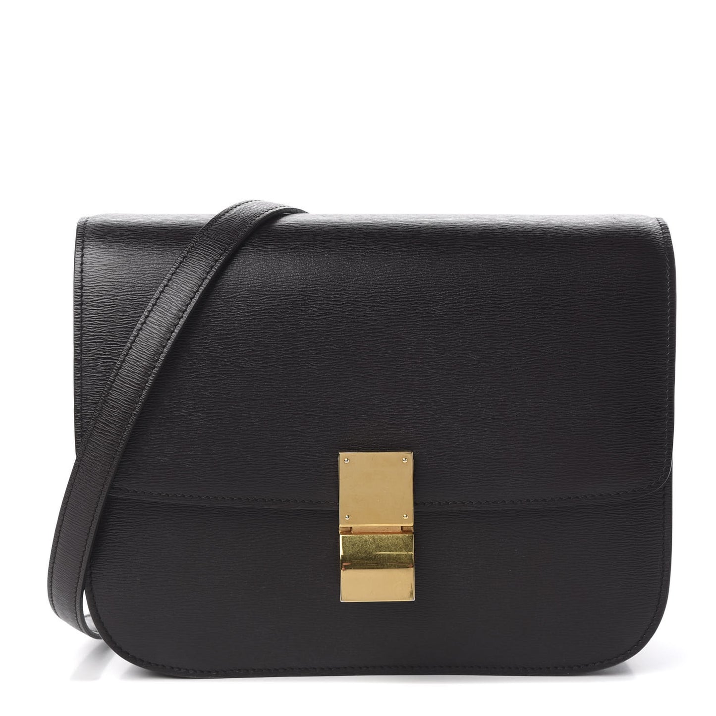 Liege Calfskin Medium Classic Box Flap Bag Black