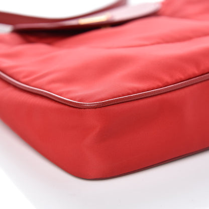 Prada Nylon Vela Saffiano Flat Flap Messenger Bag Red 7 of 9