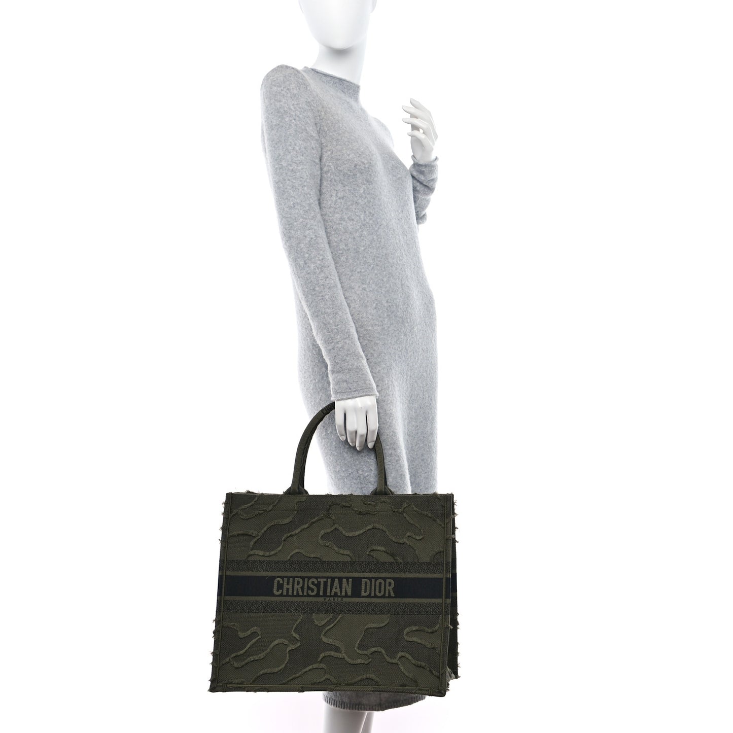 Canvas Embroidered Camouflage Large Book Tote Green