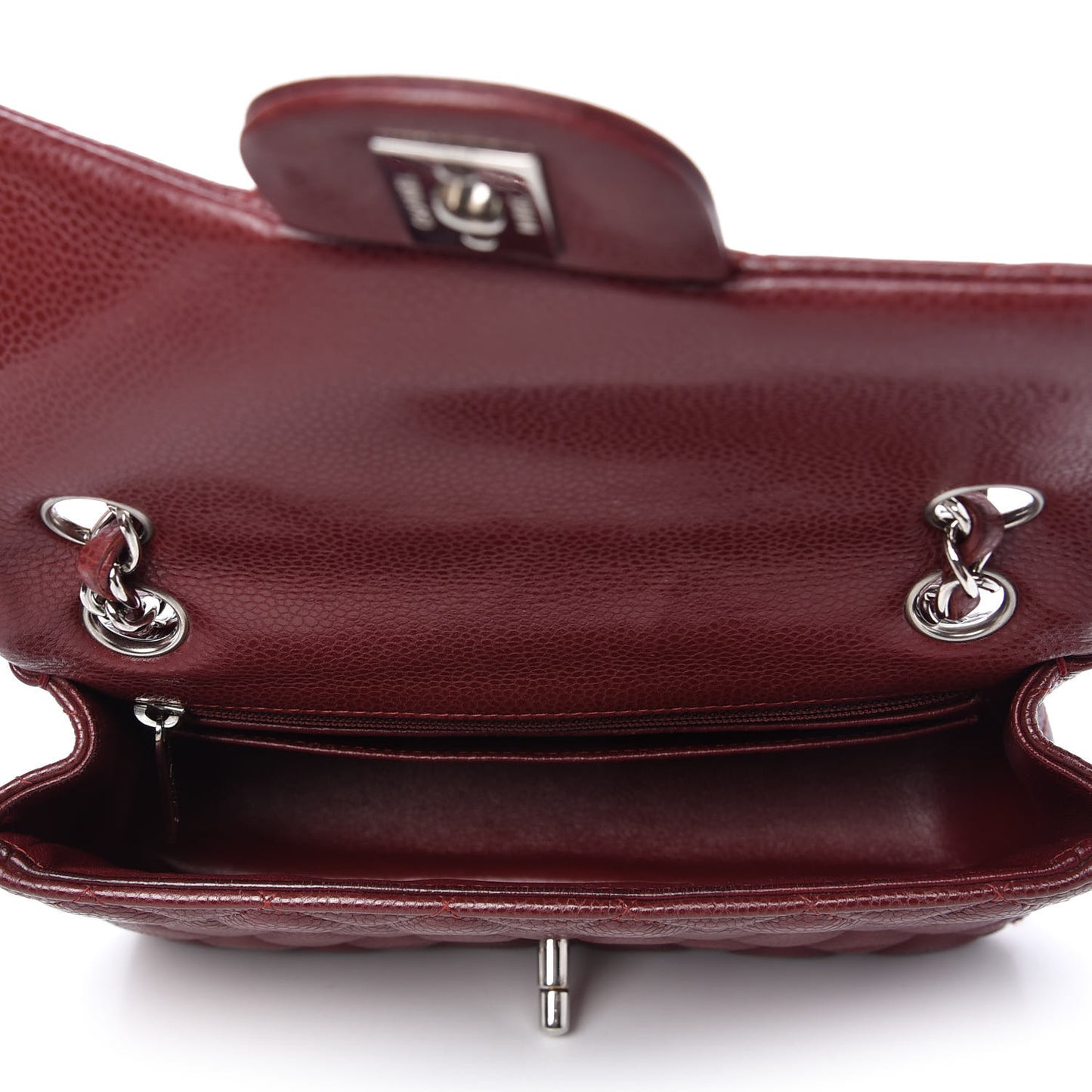 Caviar Quilted Mini Rectangular Flap Dark Red