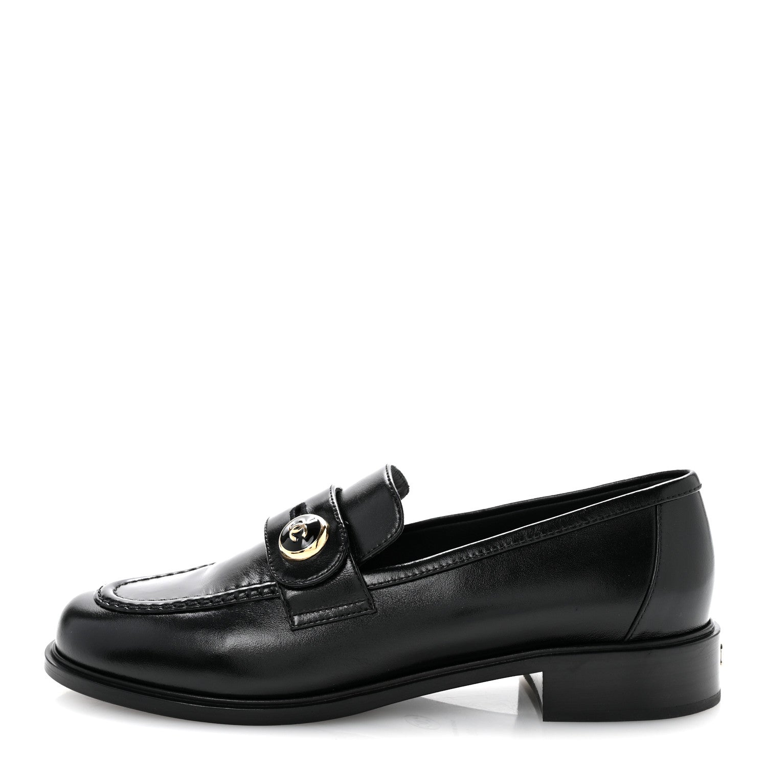 Chanel Shiny Calfskin CC Mocassin Loafers 39 Black 1 of 11