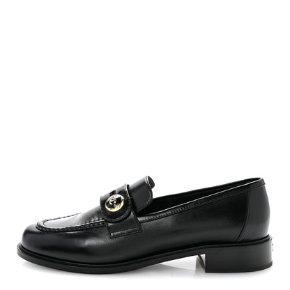 Chanel Shiny Calfskin CC Mocassin Loafers 39 Black 1 of 11