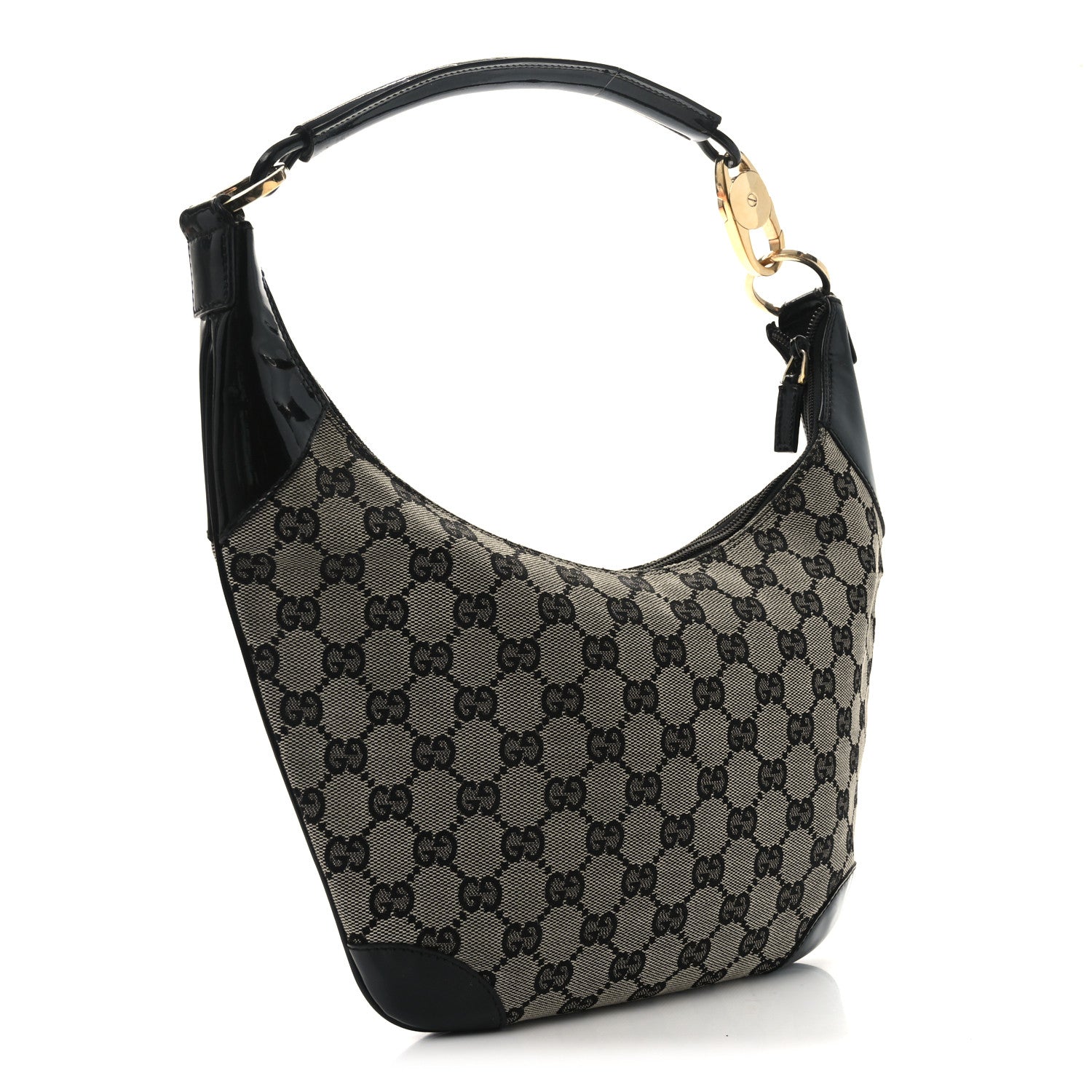Gucci Monogram Patent Small Hobo  Black 3 of 10
