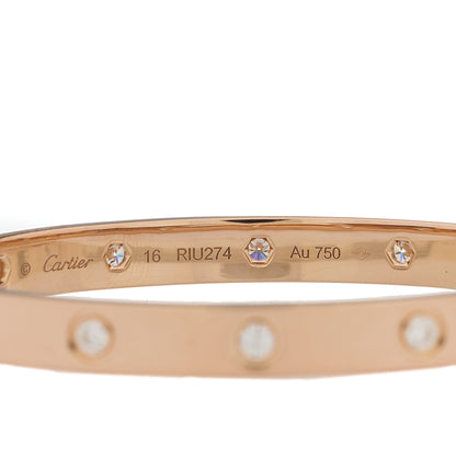 Cartier 18K Pink Gold 10 Diamond LOVE Bracelet 16 7 of 9
