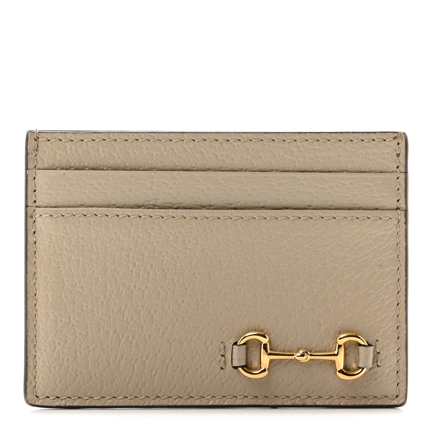 Gucci Textured Dollar Calfskin Horsebit 1955 Card Holder Beige 1 of 6
