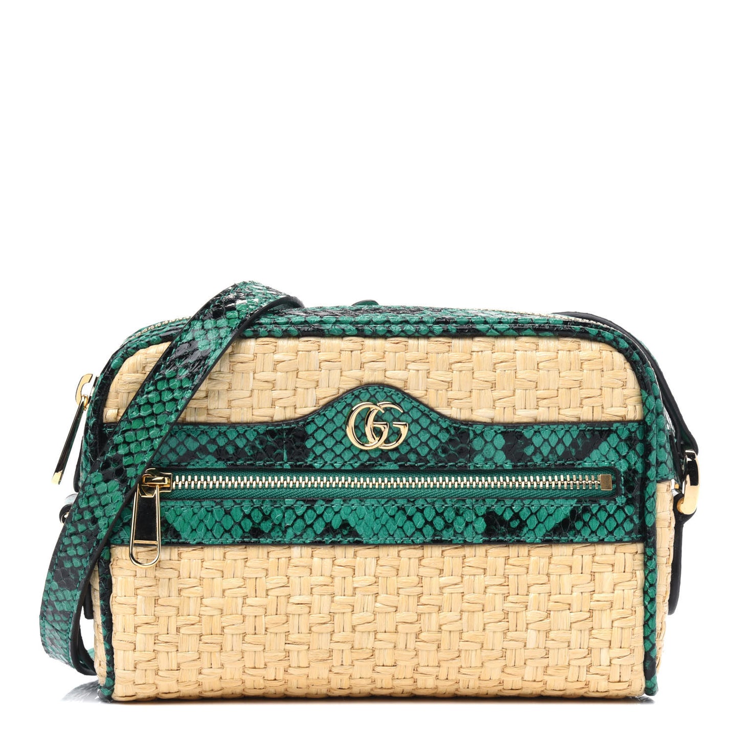 Raffia Elaphe Mini Ophidia Shoulder Bag Natural New Shamarock