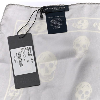 Alexander McQueen Silk Chiffon Skull Scarf Pearl White 4 of 4
