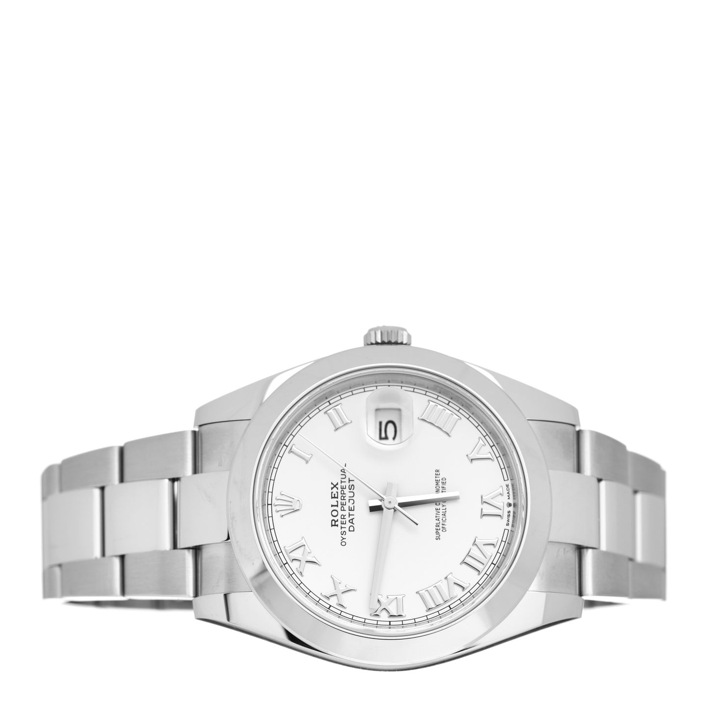 Stainless Steel 41mm Oyster Perpetual Datejust Watch White Roman 126300