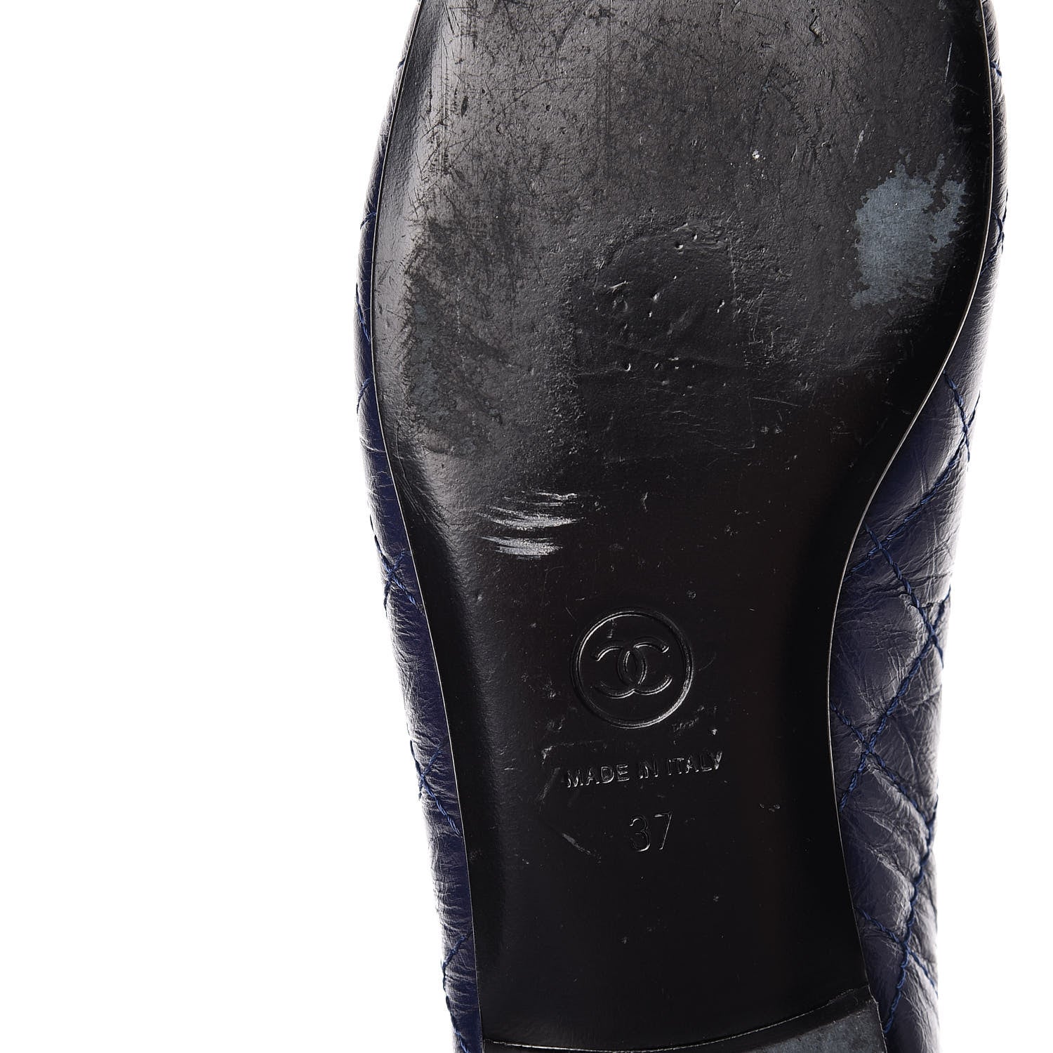 Chanel Aged Calfskin Quilted Cap Toe Ballerina Flats 37 Navy 14 of 14