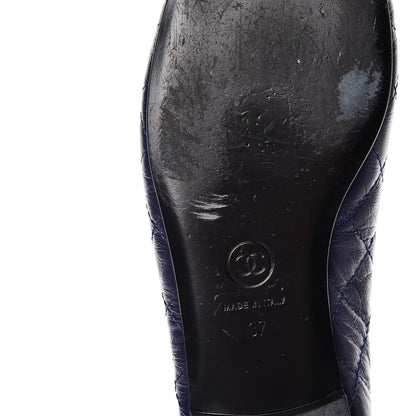 Chanel Aged Calfskin Quilted Cap Toe Ballerina Flats 37 Navy 14 of 14
