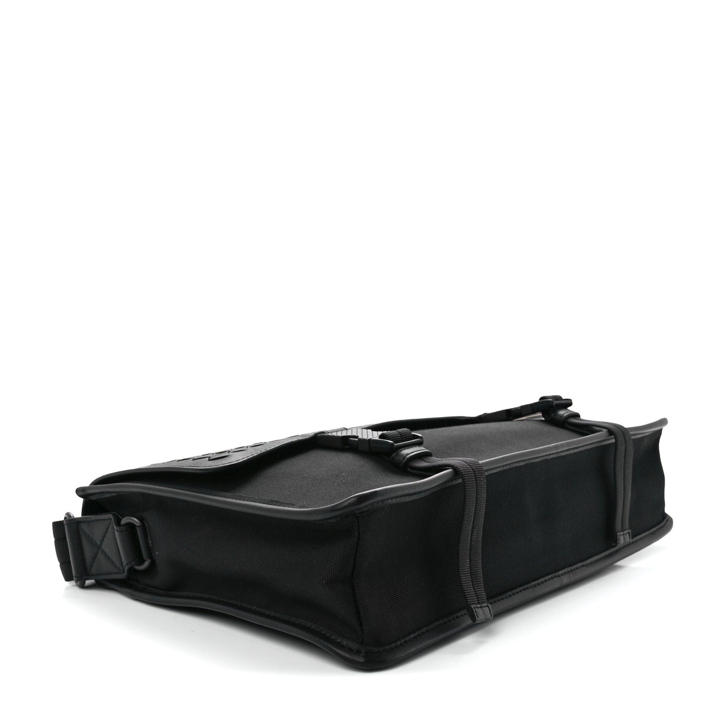 Canvas Calfskin Intrecciato Messenger Black