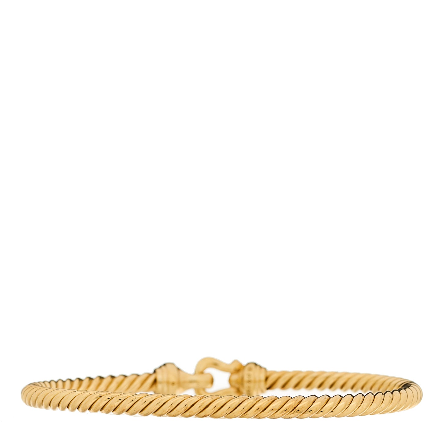 18K Yellow Gold Diamond 3.5mm Buckle Cablespira Pave Bracelet
