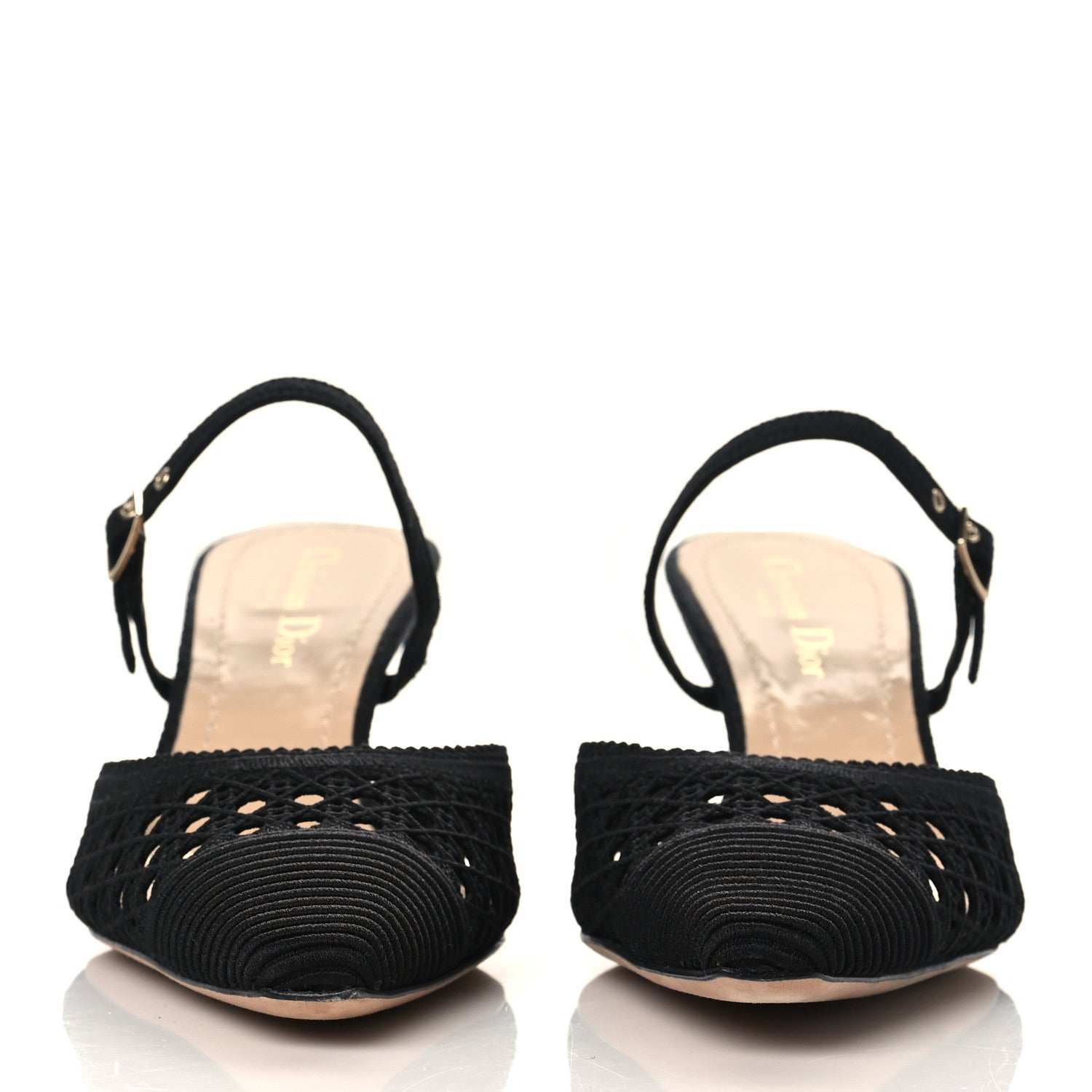 Christian Dior Mesh Cannage Embroidery Pumps 37.5 Black 2 of 8